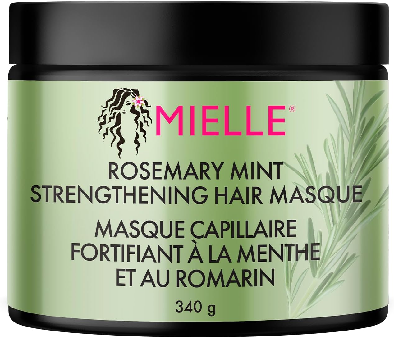 Mielle Rosemary Mint Strengthening Hair Mask for Damaged Hair - Deep Conditioning Treatment Enriched with Biotin, Honey & Coconut Oil - Helps Encourage Longer, Healthier Strands, 340 ml (Pack of 1)