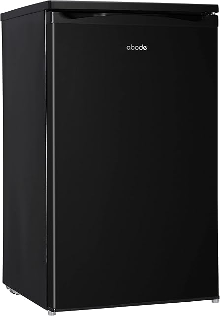 ABODE AUCLF50B Under Counter Larder Fridge Black Freestanding 110 Litre 50cm Wide with 3 Adjustable Shelves & 1 Drawer, Reversible Door, Adjustable Thermostat (Black)