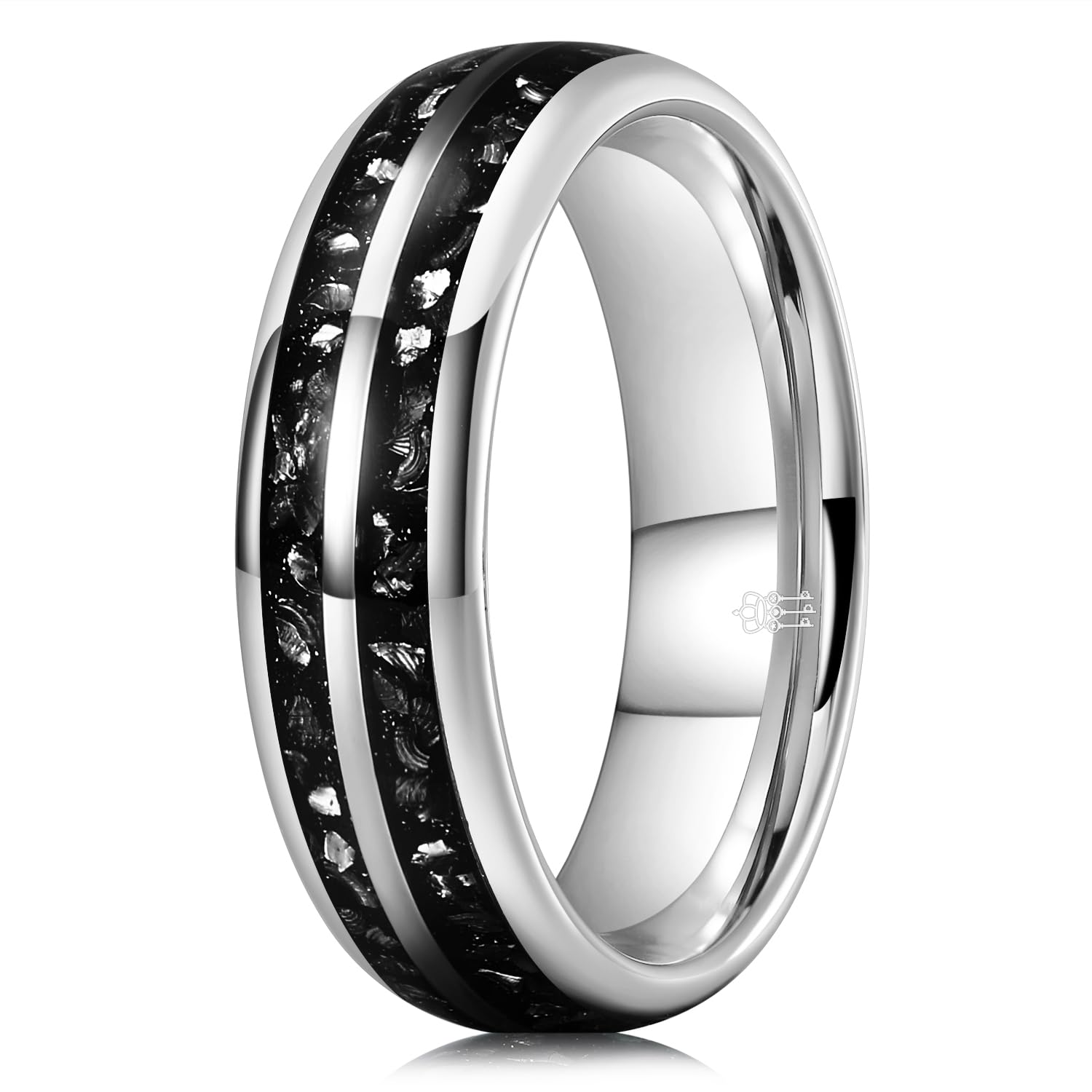 THREE KEYS JEWELRY Tungsten Wedding Band Meteorite Inlay for Men Women