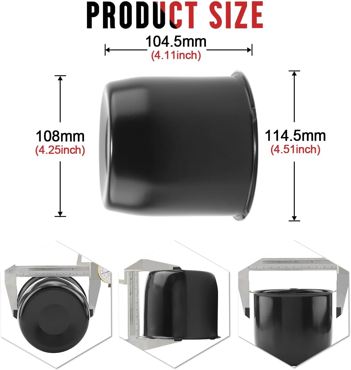 RTrhinotuning 4.25 in 2 Open 2 Closed Stainless Steel Trailer Wheel Center Cap Fit for 4.25" Center Bore Trailer Truck Push Through Hub Caps 4.22" Tall
