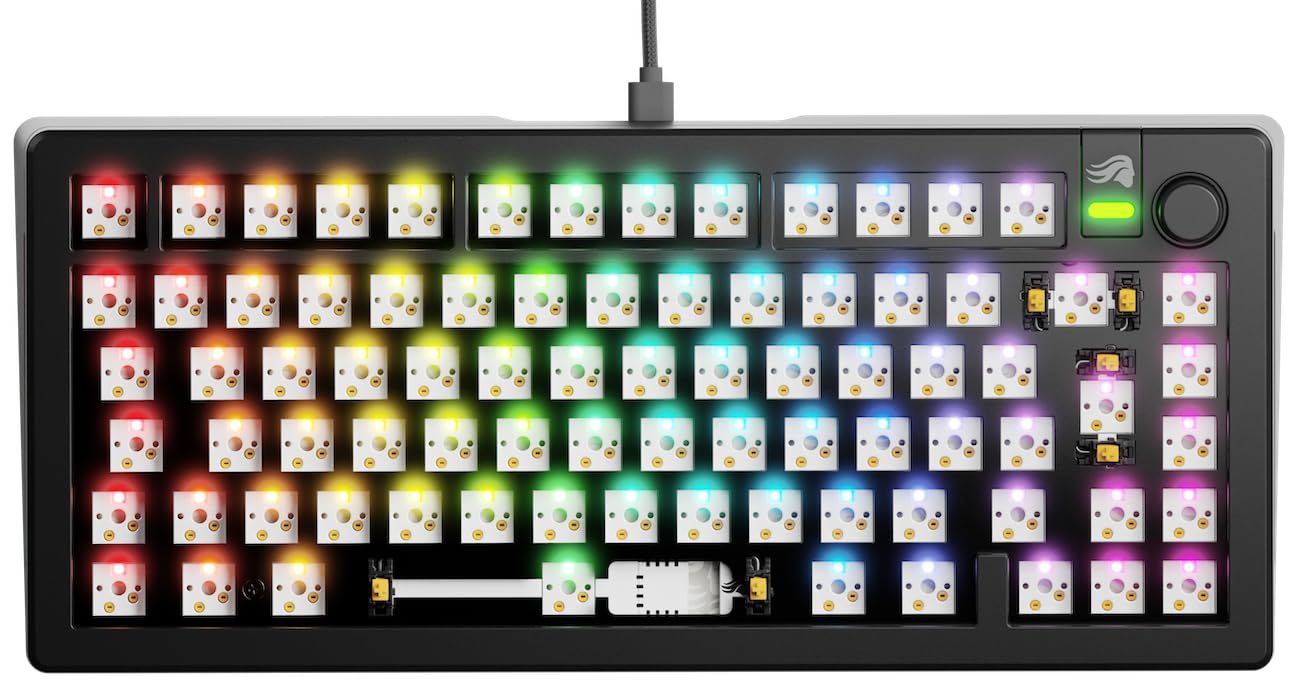 GLORIOUS Gaming GMMK 3 Barebones : kit Clavier Gaming Clavier 75% mécanique, Joints modulaires, MX 5 Broches (Hot Swap), Mousse insonorisante, Plaque de Commutation alu, ISO - USB-C Wired