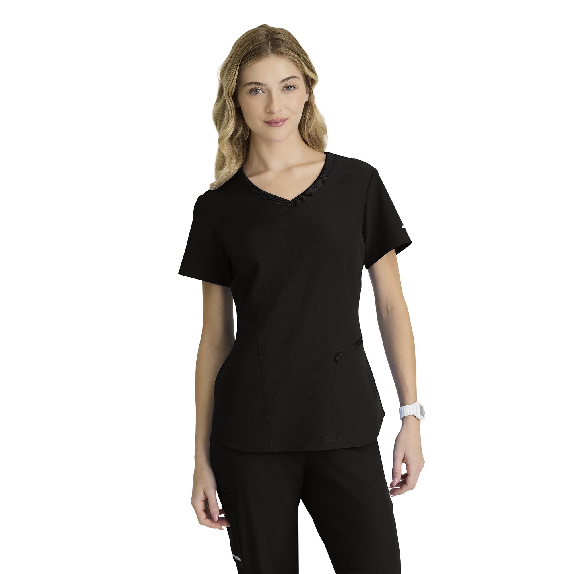 Barco Women's Black Skechers Vitality Electra V-Neck Medical Scrub Top For - 4-Way Stretch, Xxl Plus