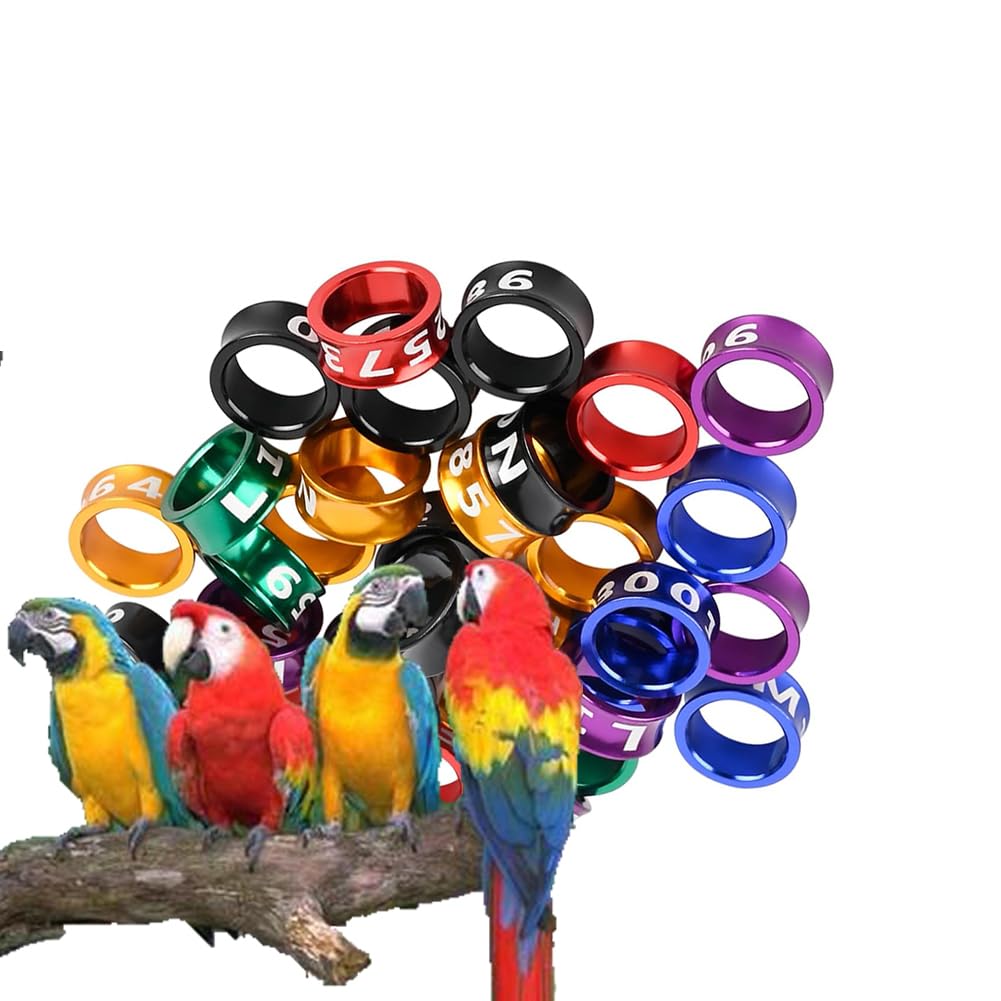 Anillos de Aluminio for Patas de Paloma, Bandas for Patas numeradas de Colores Mezclados for Pollos, codornices, Loros y Suministros for Aves de Corral(Mixed Colors8.0mm,100pc)
