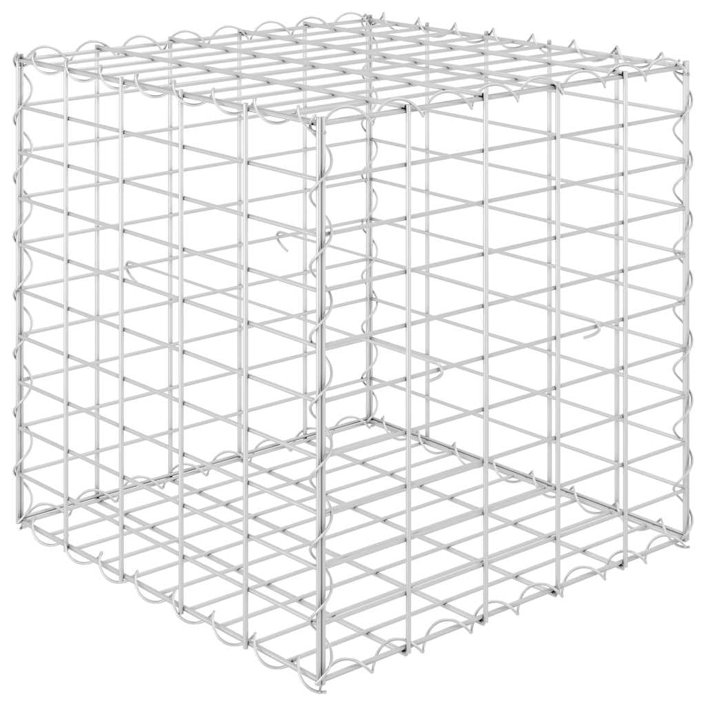 vidaXL Cube Gabion Raised Bed Sturdy Stable Durable Outdoor Patio Pot Garden Raised Bed Cage Stone Basket Retaining Wall Steel Wire 50x50x50cm