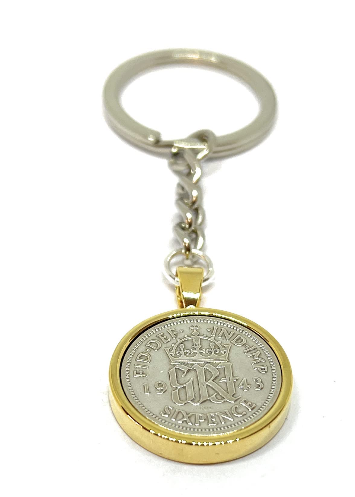 Porte-clés 81e Anniversaire Sixpence 1943 pour vos clés de maison - 3