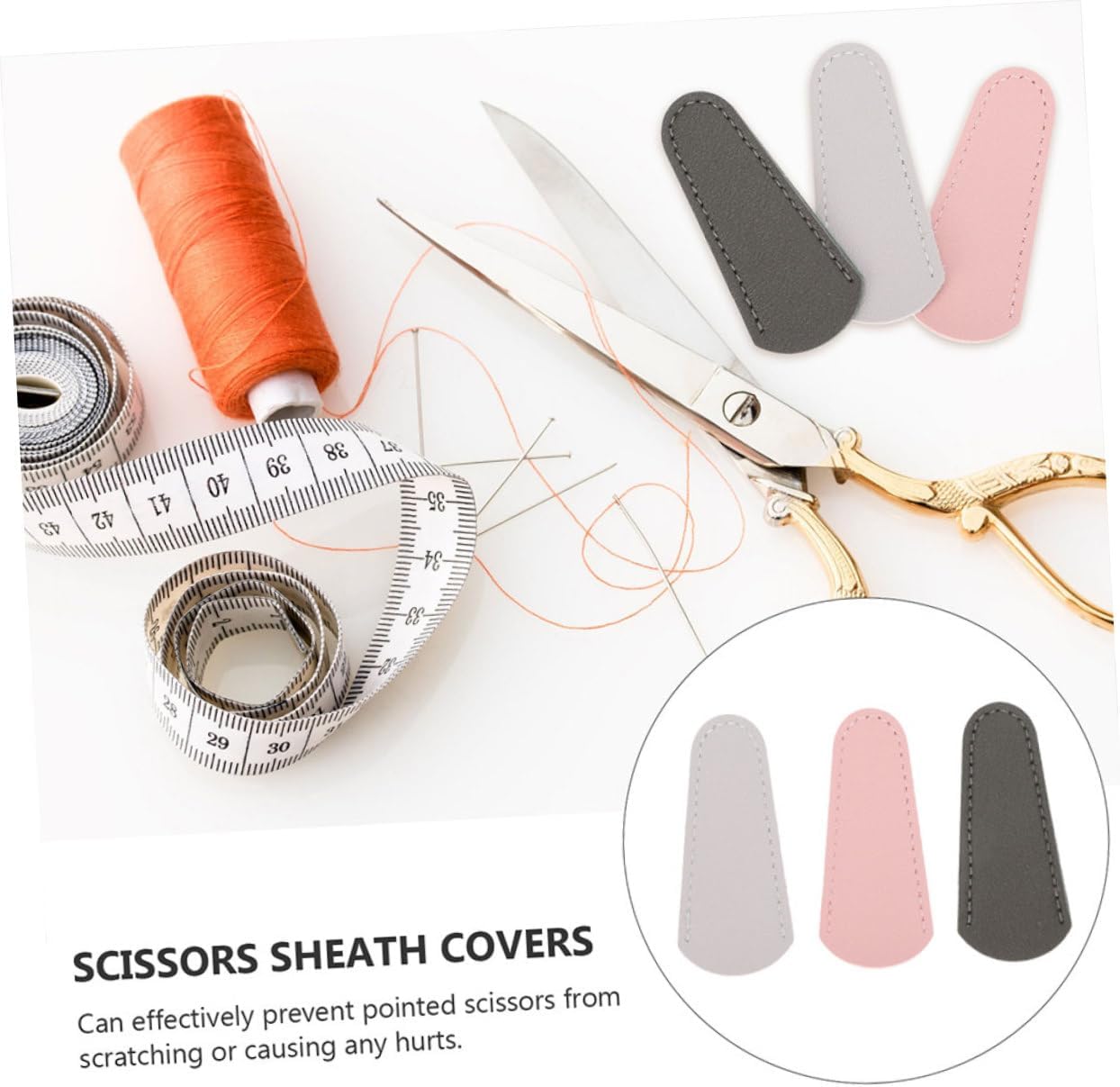 3pcs Eyebrow Trimming Scissors Protective Cover Scissors Beauty Tool Dead Skin Shears Cover image 4