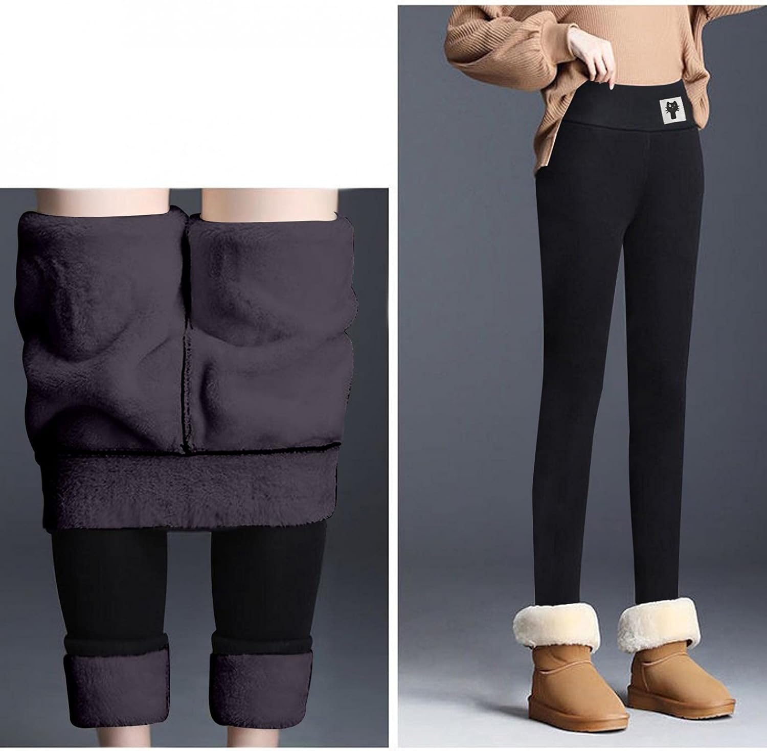 Lovor High Waisted Cashmere Leggings for Women, Thick Warm Fleece Lined Leggings Tummy Control Fleece Pants Tights at  Women’s Clothing store