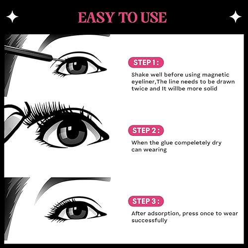 Miniatura 8 de SHEKA Pestañas magnéticas de aspecto natural con delineador de ojos, pestañas magnéticas finas, no necesita pegamento con aplicador, pestañas