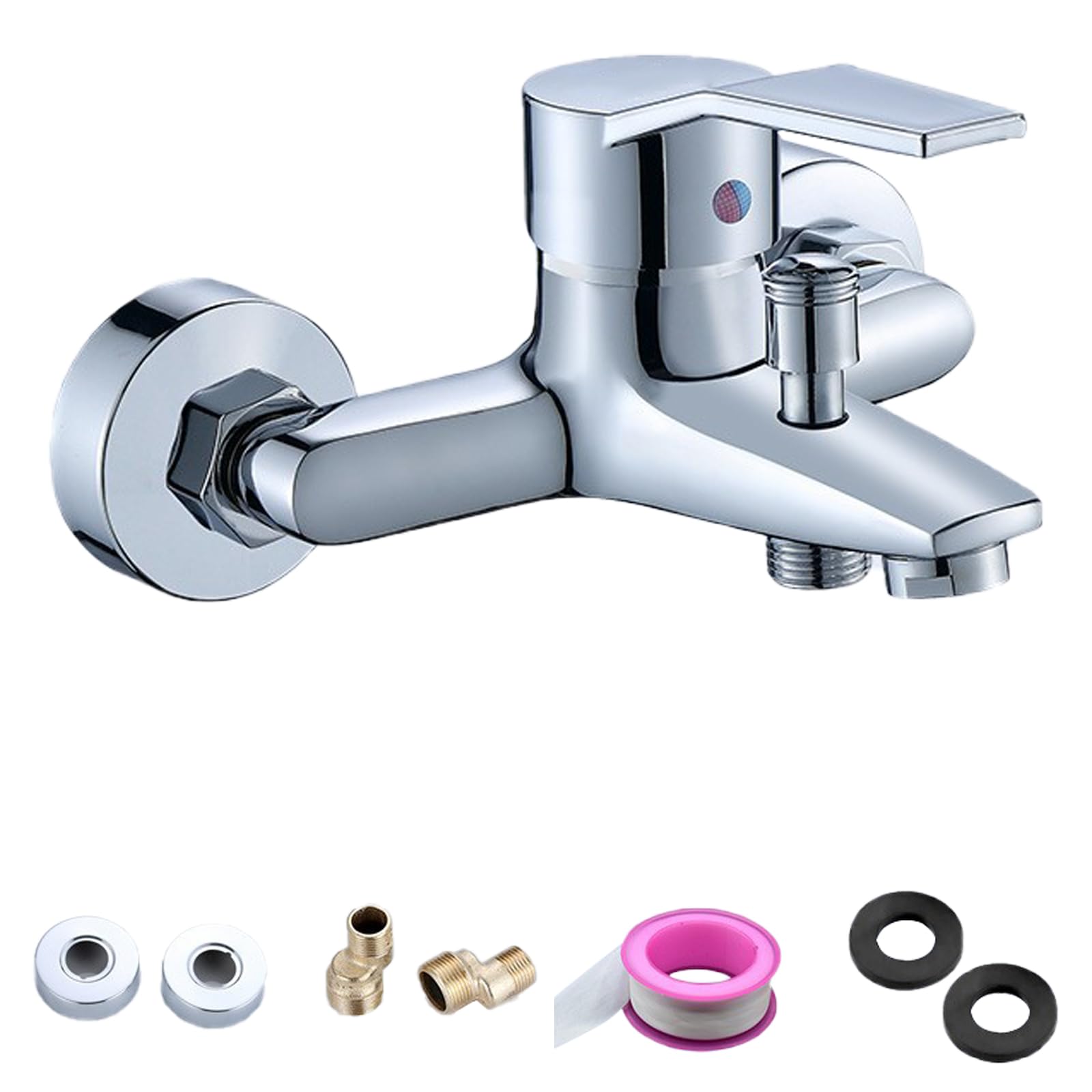 Msioytog B Wall Mounted Athroom Faucets Double Spout Mixer Tap Zincs Alloys Single Handle Athtu Faucet For Athroom Shower Asins Zincs Alloys Asins Faucets