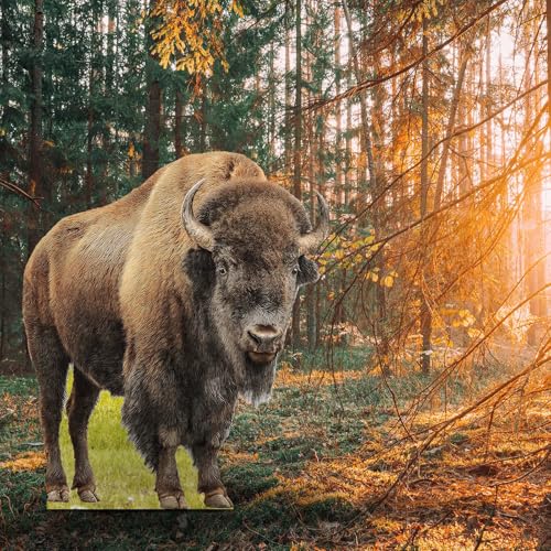 Image of Geelin 5ft Bison Cardboard Cutout Stand up Life Size Realistic Animal Cow Theme Party Decorations Safari Jungle Backdrop Photo Prop Stand up for Zoo Safari Jungle Themed Birthday Party Decor Supplies