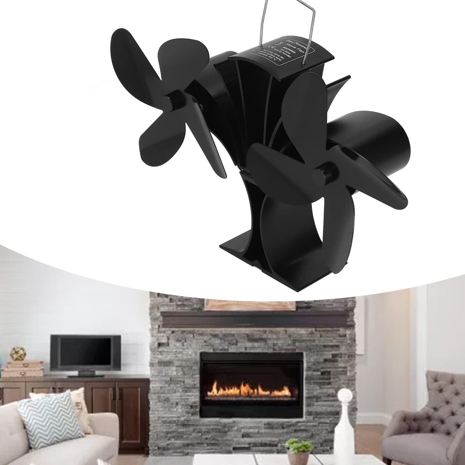 mingzhe Ventilatore Non Elettrico Alimentato a Calore Design Ecologico per Stufe e Caminetti a Legna 8 Pale in Metallo 1 unità
