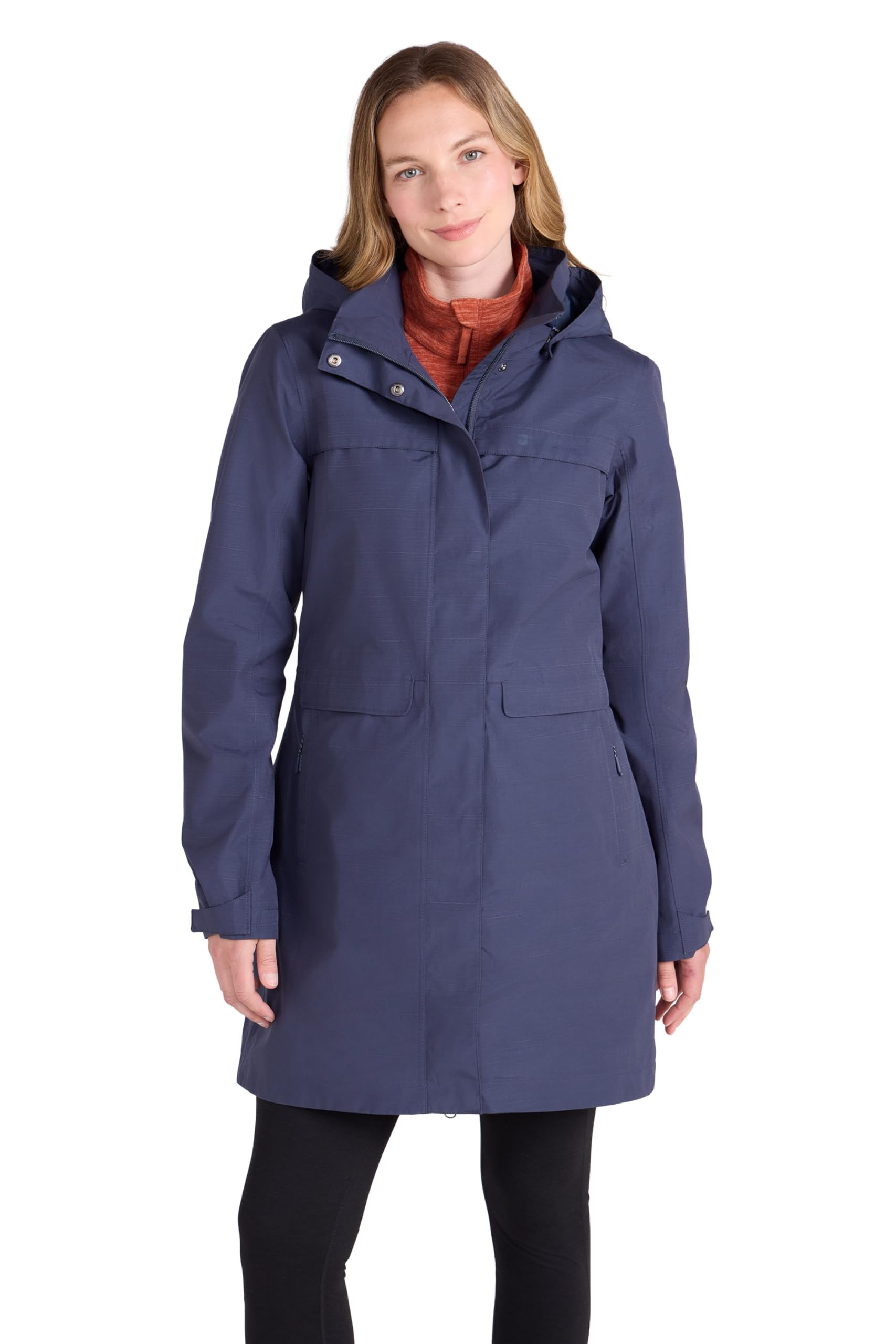 Mountain Warehouse Women's Navy Cloud Burst Textured Jacket - Waterproof Rain Jacket, Adjustable Hood - Best For Spring Summer Outdoors, Gym, Travelling & Outdoors 12