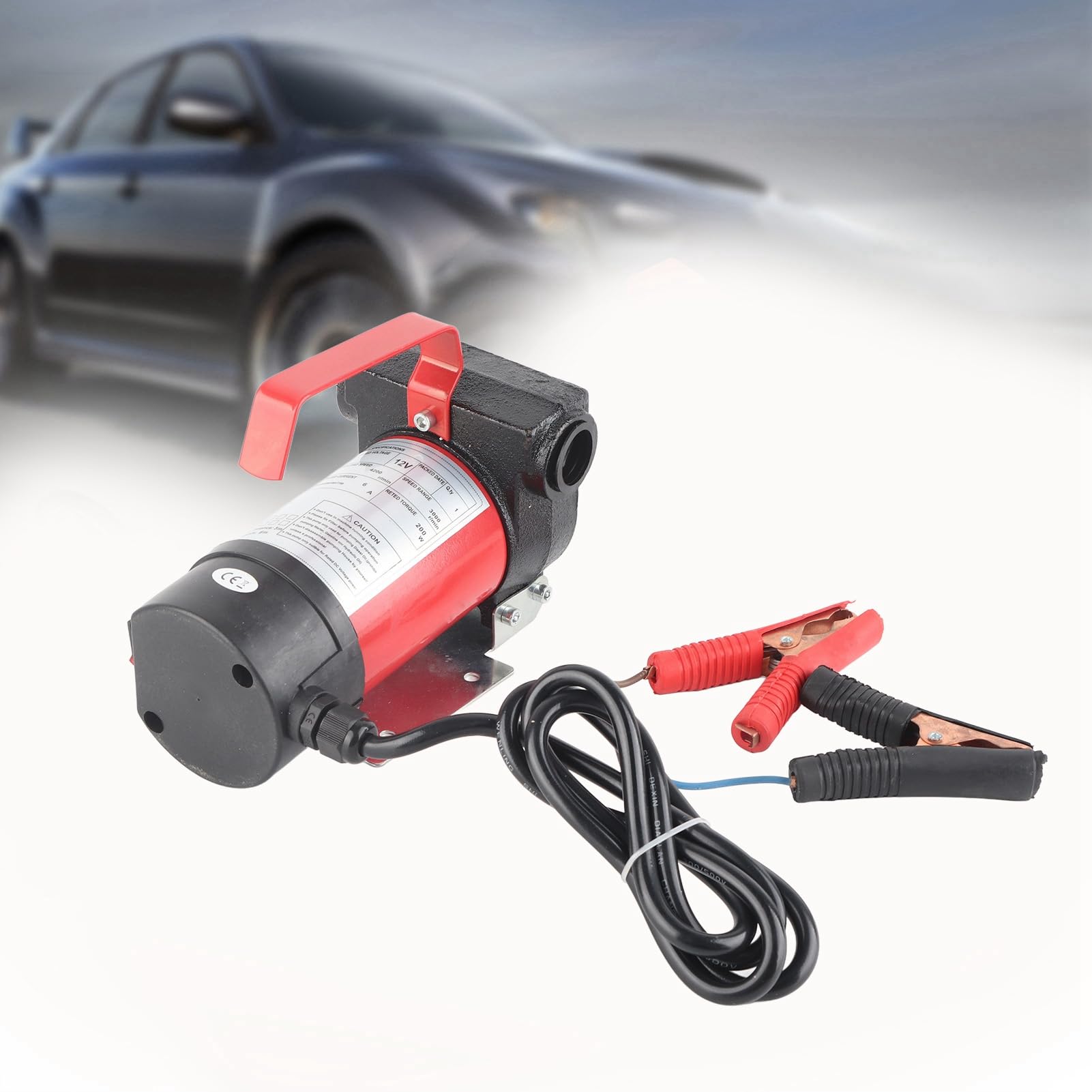 Cryfokt Bomba de Transferencia Diésel de 12V, Bomba Eléctrica Portátil de Alta Resistencia para Vehículo, Camión, 40l/min, Hierro Fundido Resistente a la Corrosión