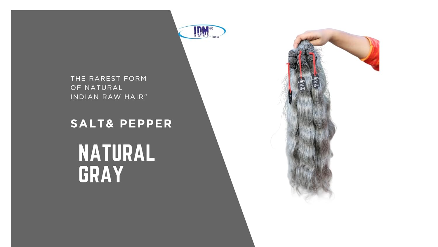22” Wavy Salt & Pepper/Natural Gray 3 bundles. Its 100% Natural Indian Virgin Raw Hair Extensions .Natural color unprocessed and not treated with any kind of chemicals
