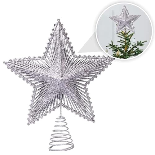 Ponteira Estrela Brilhante Glitter Dourada Prata Vermelha Ponteira Grande 20cm Para Árvore de Natal