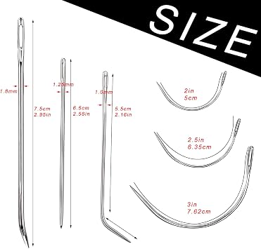 9 Pcs Heavy Duty Hand Sewing Needles Kit,Leather Sewing Needles with 5 Leather Hand Sewing Needle and 4 Curved Needle for Home Upholstery,Leather Needles for Hand Sewing,Carpet Canvas Repair