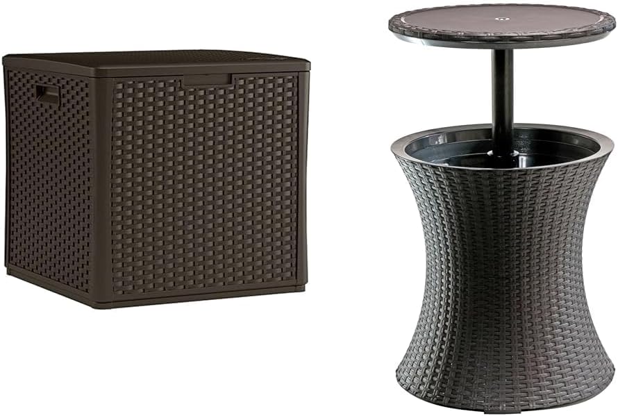 Suncast 60 Gallon Resin Outdoor Patio Storage Box, Java