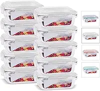 House Organizer Kit 10 Potes de Vidro Retangular com Tampa Hermética 370ml Cor:Branco (QH)