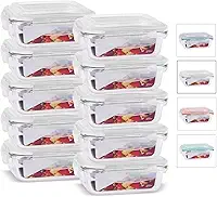 House Organizer Kit 10 Potes de Vidro Retangular com Tampa Hermética 370ml