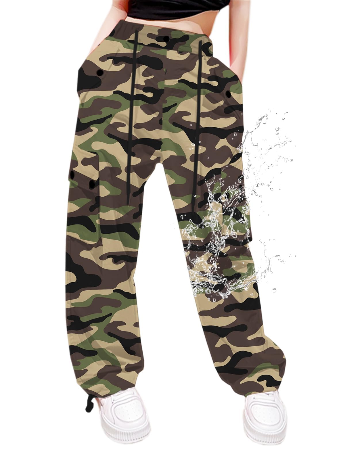 Cromoncent Girls &amp; Women Parachute Cargo Pants, 6Years-3XL