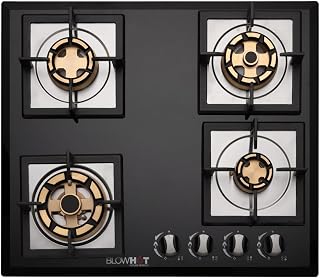 BLOWHOT Krypton 4S 60 CM Battery Operated Built-In Gas Hob Heavy Full Brass Manual Burners|Multi Flame Function|Toughened ... Price In India