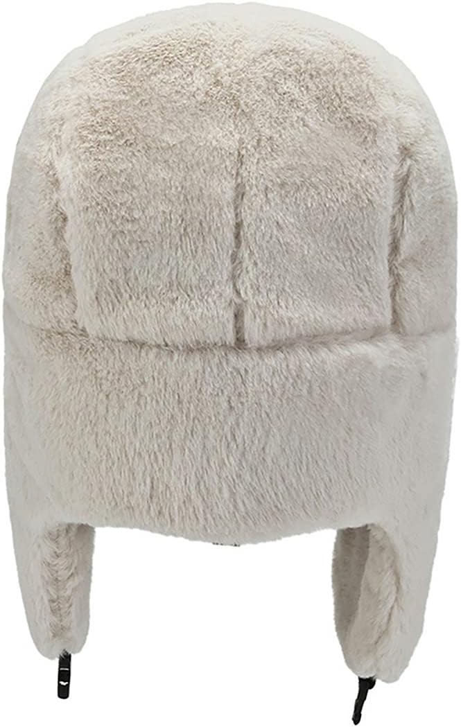 Faux Fur Trapper Ushanka Hats Plush Russian Hat Warm Earflap Hat for Ski Hunting Cycling