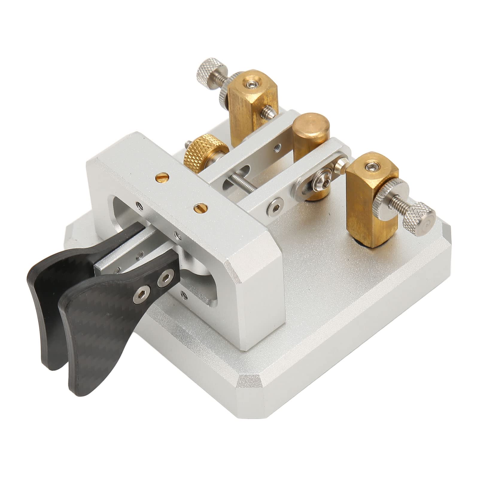 Lazmin112 Chiave con codice Morse a doppia paletta Custodia in acciaio inossidabile portatile per radio HAM Camping SOTA LOTA (Argento)