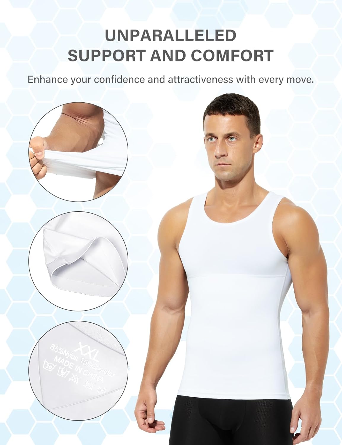 Arjen Kroos Men's Compression Shirts Abdominal Control Tank Top Ice Silk Shapewear Seamless Body Shaper