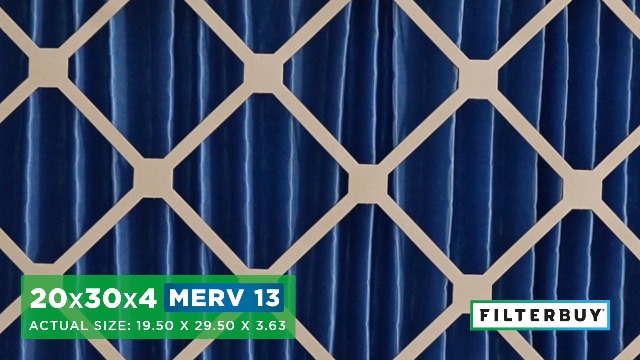 Image of Filterbuy 20x30x4 Air Filter MERV 13 Smoke & Allergy Defense (4-Pack) | Electrostatic Pleated HVAC AC Furnace Filters Replacement, Made in USA (Actual Size: 19.50 x 29.50 x 3.63)