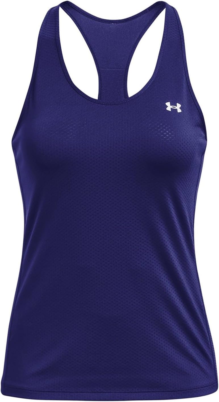 Under ArmourWomen UA Heatgear Racer, Tight-Fit Women's Vest with Soft Feel, Sleek Women's Sleeveless T-Shirt with Graphic Design