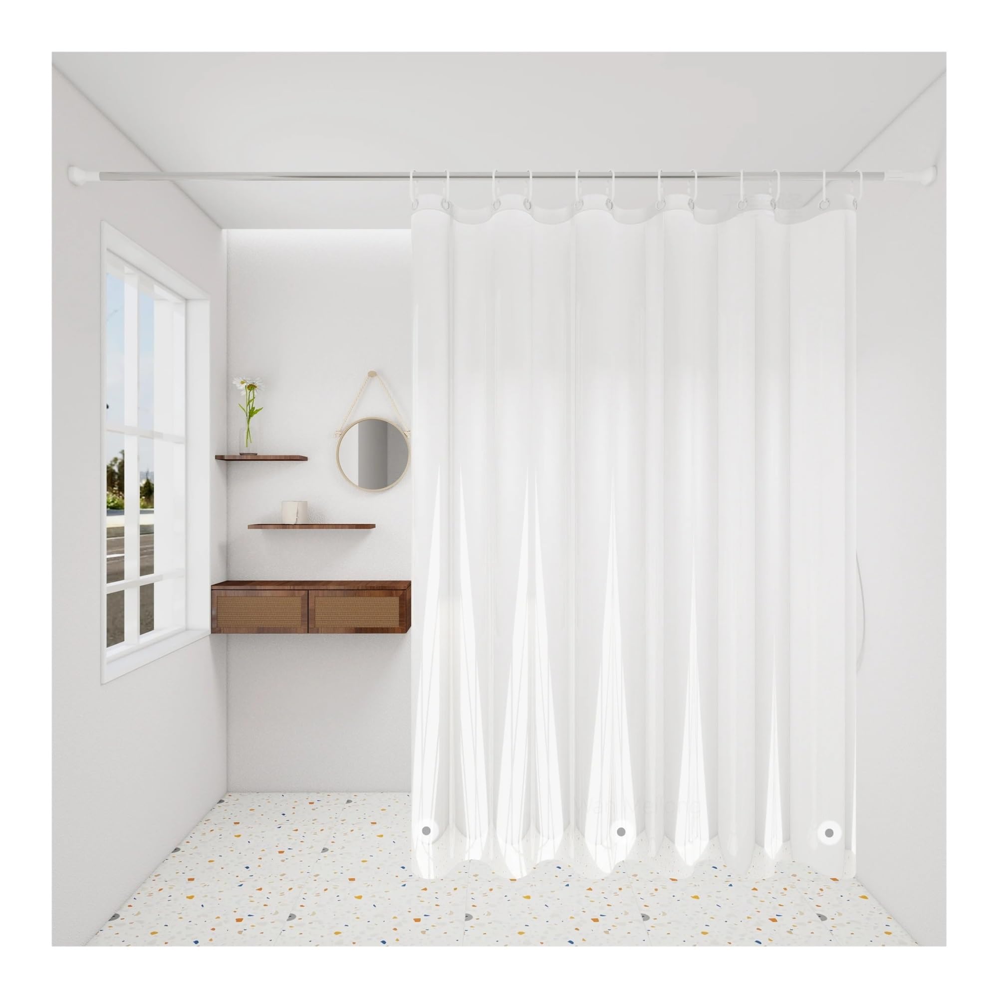 QHMMDCN Shower Curtain The transparent magnet dry-wet separation partition shower curtain is transparent and the weighted magnet does not float(120 * 180cm)