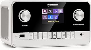 Auna Rechargeable DAB Radio with Bluetooth, DAB/DAB+/FM Small Digital Radio, Bluetooth 15W Stereo Speakers, TFT Display, Streaming Support, Alarm Clock, 5h Operation, Portable DAB Radio Mains Powered