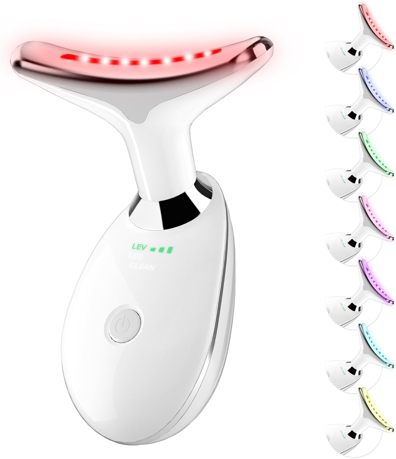 Masajeador Facial Eléctrico,Masajeador Facial Antiarrugas de 3 Modos 7 Colores,con Calor Luz LED EMS Lifting para Antienvejecimiento,Lifting y Reafirmación de La Piel Flácida (45°C)