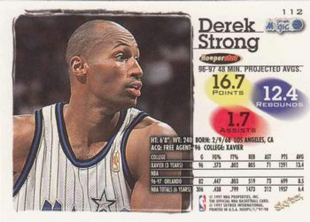 Amazon.com: 1997-98 NBA Hoops Series 1#112 Derek Strong Orlando