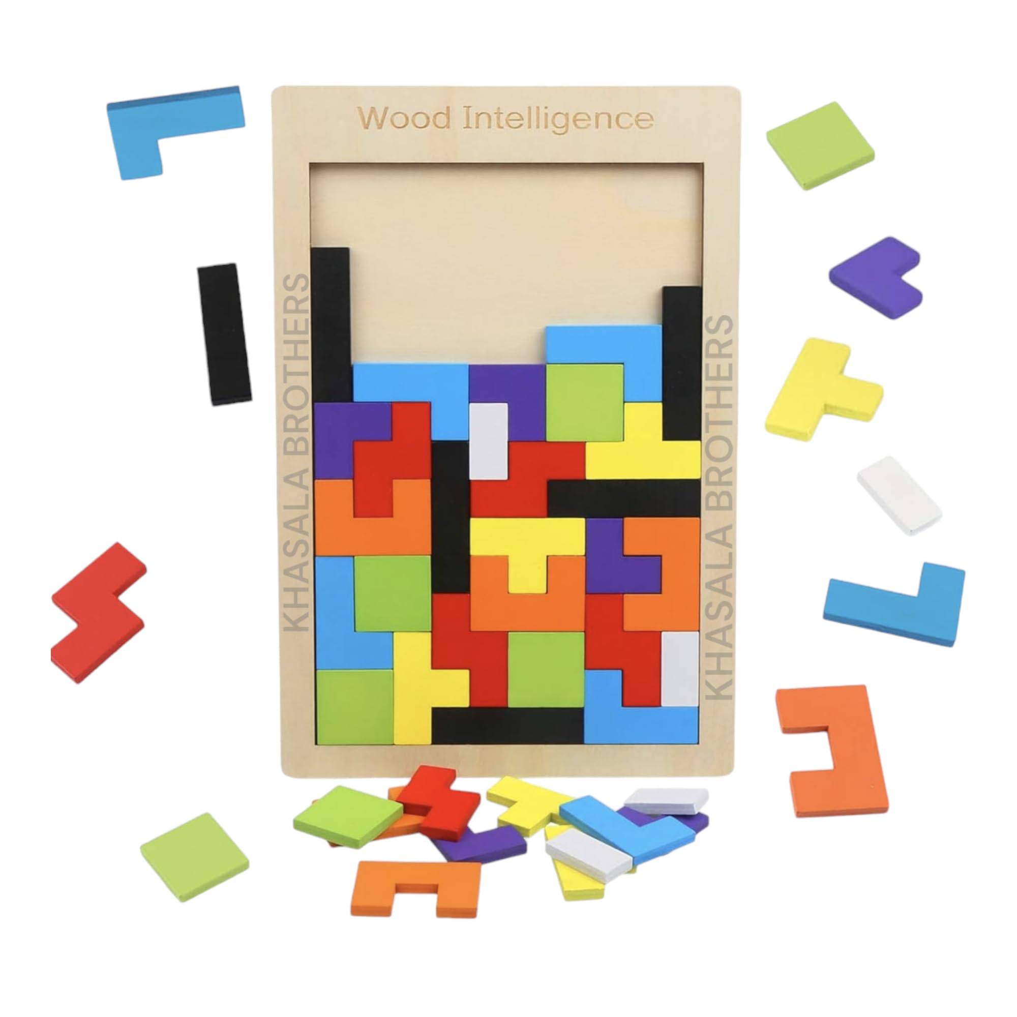 Educational Wooden Puzzle Jigsaw Shape Pattern Block for Kids,Intelligence Puzzle Challenge Toy Geometry Logic Toy Set for Kids (Intelligence Wood Game)