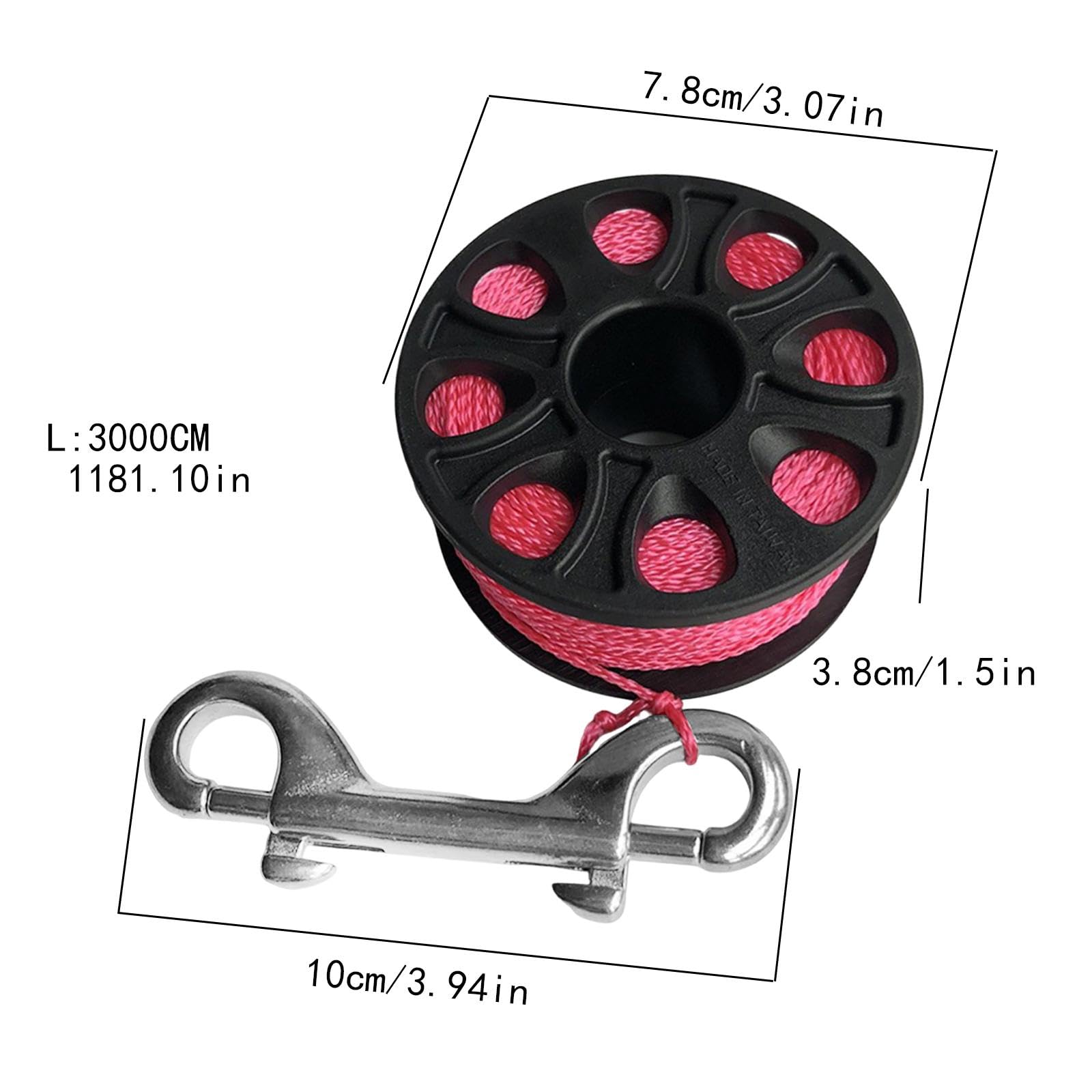 Gralara Dévidoir Compact pour Matériel de Plongée, Ligne en Nylon de 30 M, avec Double Hameçon en Acier Inoxydable, pour Accessoires de Déploiement de Bouée.