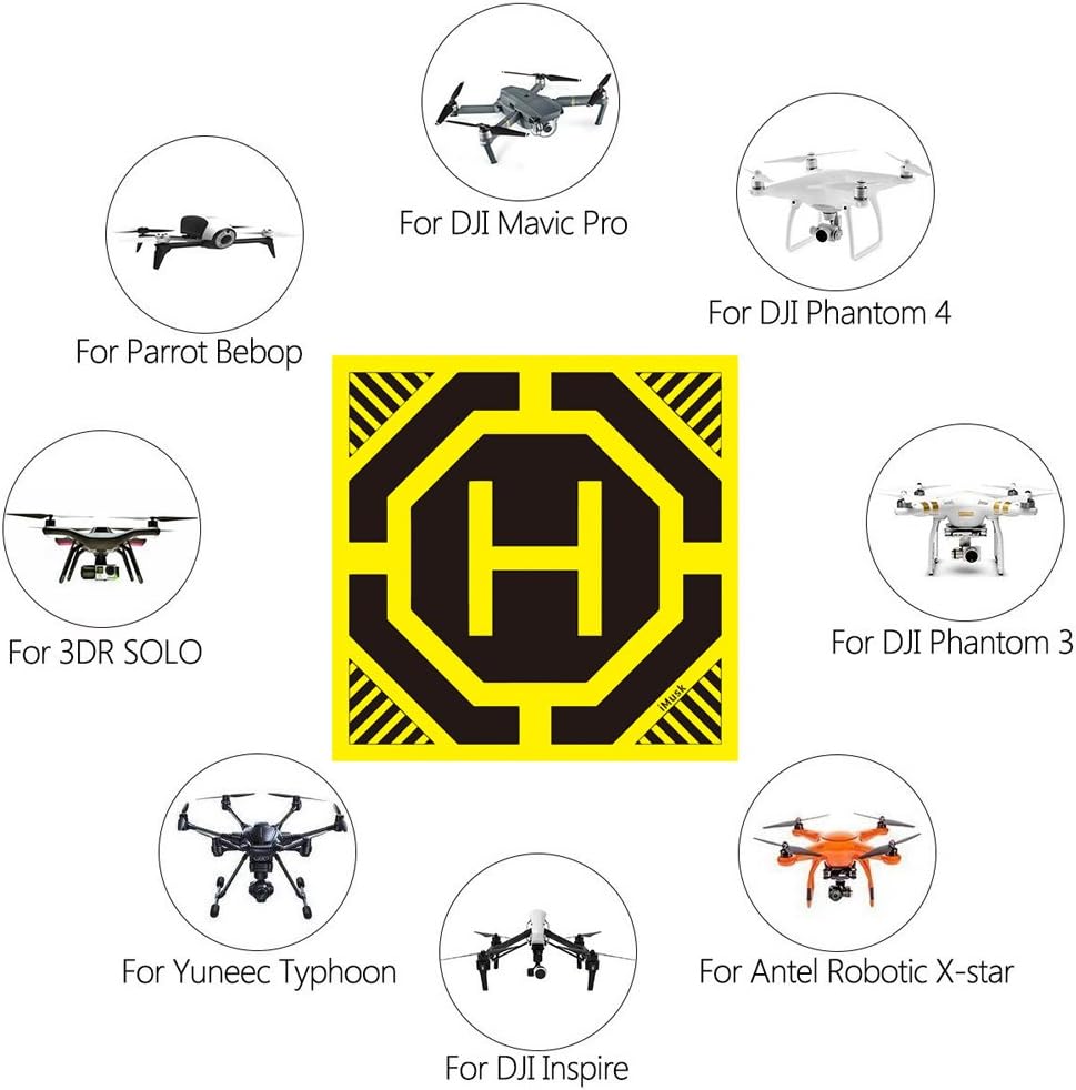 Universal RC Drone Landing Pad, iMusk 18”x18” Portable Weighted Flat Rubber Landing Pad for Small UAV & FPV Drone Like DJI Mavic, Spark, Phantom, Inspire, Gopro Karma, Parrot, Syma & More