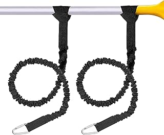 ZARSIO 2 Pack Kayak Paddle Leash Safety Rod Lanyard Stretchable Coiled Rod Bungee Rod Holder Gripping Gear Leash with Carabiner for Kayaking Fishing Boating Canoeing SUP Rafting