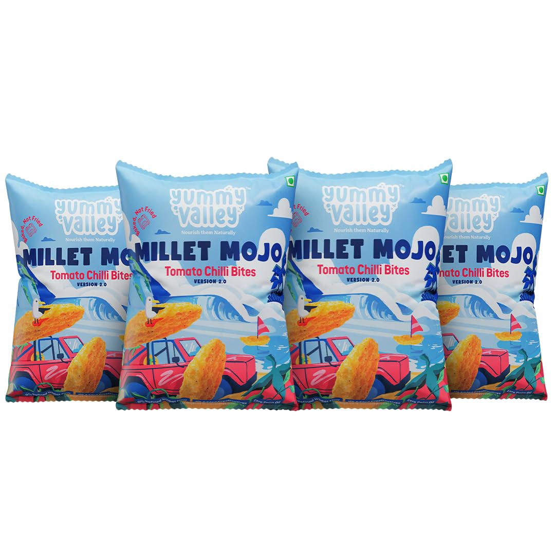 Yummy Valley Millet Mojo Tomato Chilli Bites – Pack of 4 Healthy Snacks For Kids and Adults – Palm Oil Free, Baked Gluten Free Snacks – No Additives (B0CPJF85WY) Amazon Price History, Amazon Price Tracker