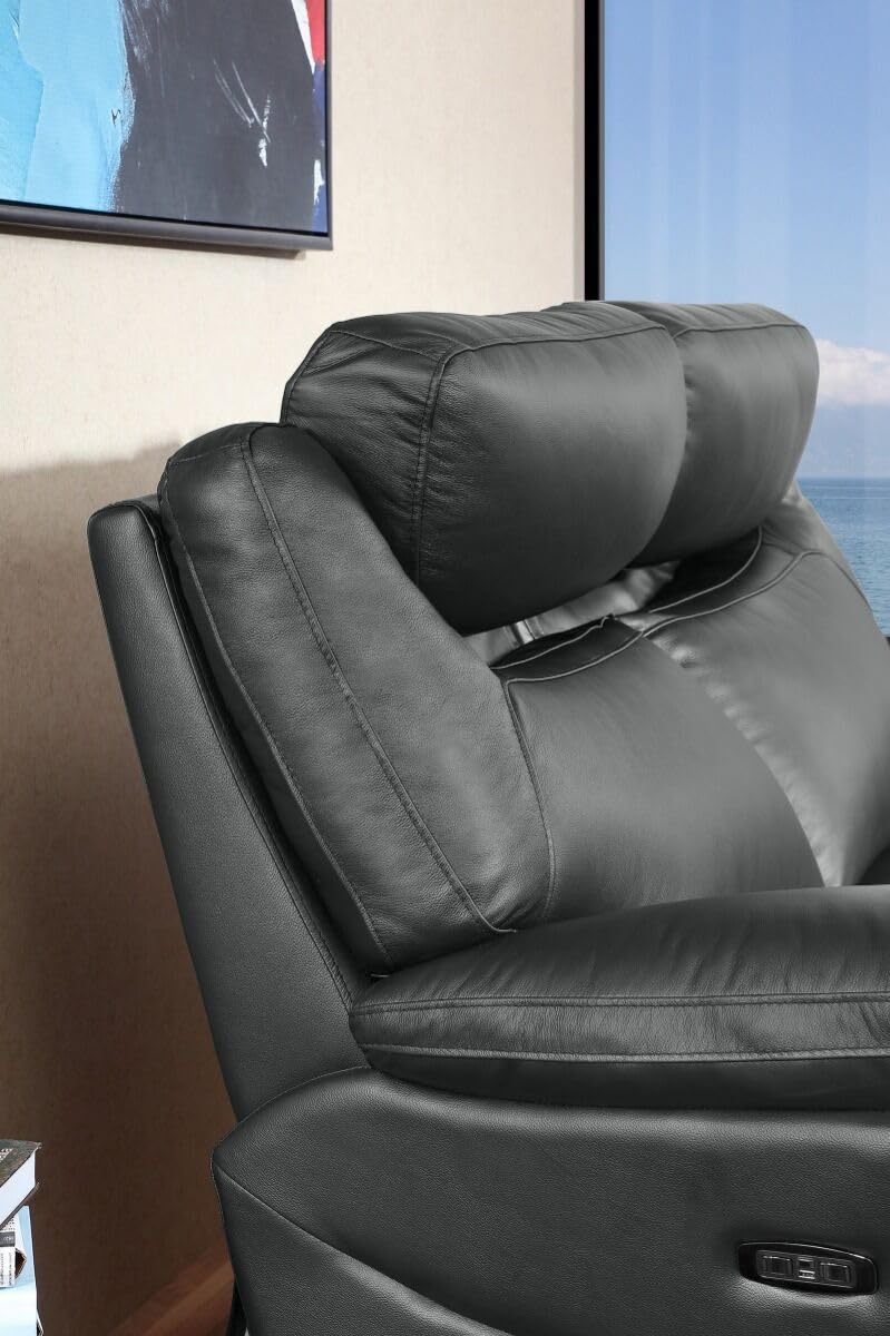 Mapo 3581 2-Sitzer Premium Relaxsofa elektrisch verstellbar | Fernsehsessel für Zwei Personen aus Rindsleder | Modernes Heimkino Sofa mit Kopf- & Fußstütze, bis 160 kg pro Sitz | Schwarz