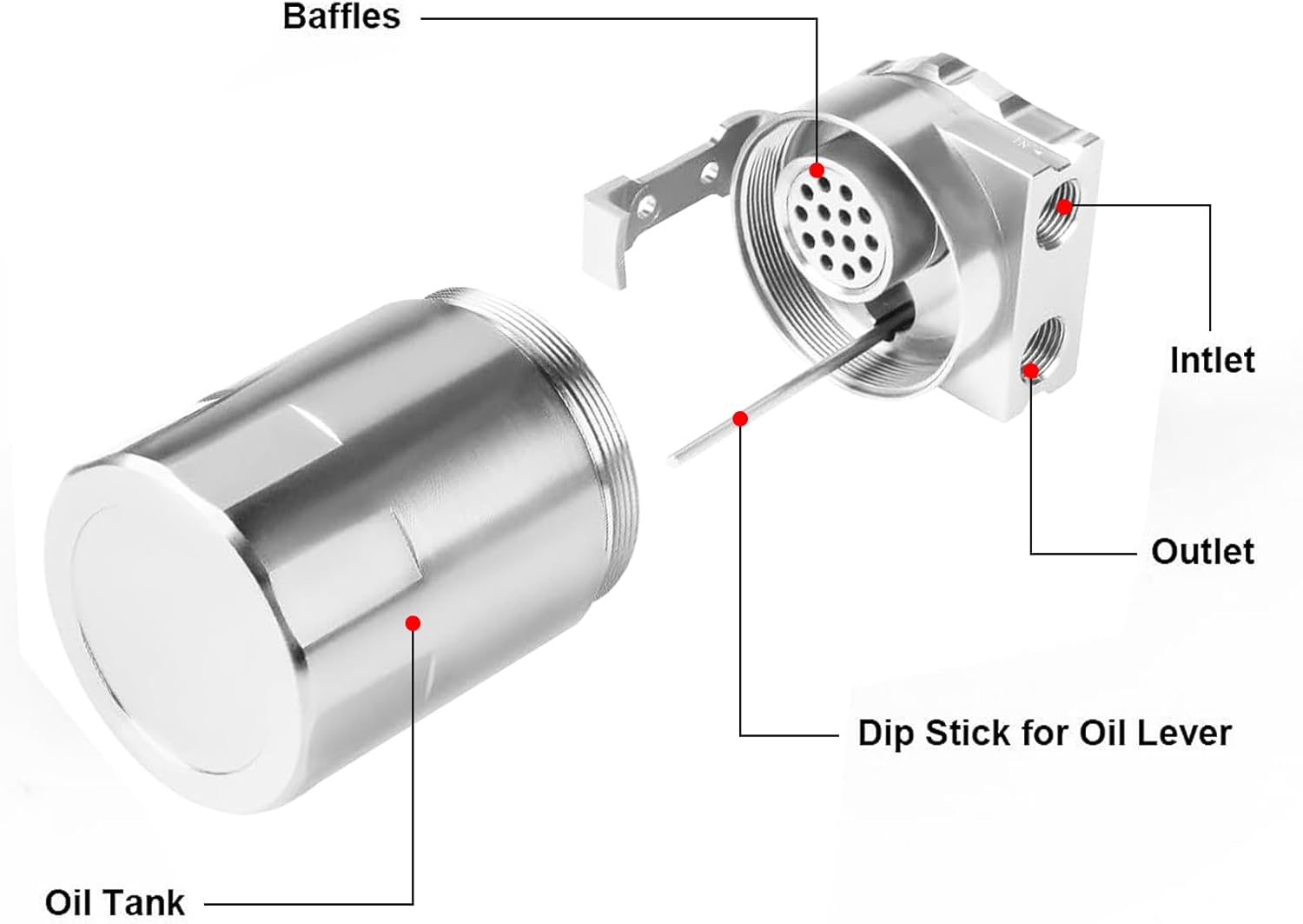 350ml Aluminum Oil Catch Can Polished Oil Separator Tank Compatible with Ford F150 2.7EB 3.5EB 5.0L Passenger Side 2011-2021, Expedition 3.5L EcoBoost 2018-2021, Raptor 3.5L Ecoboost 2017-2021,Silver