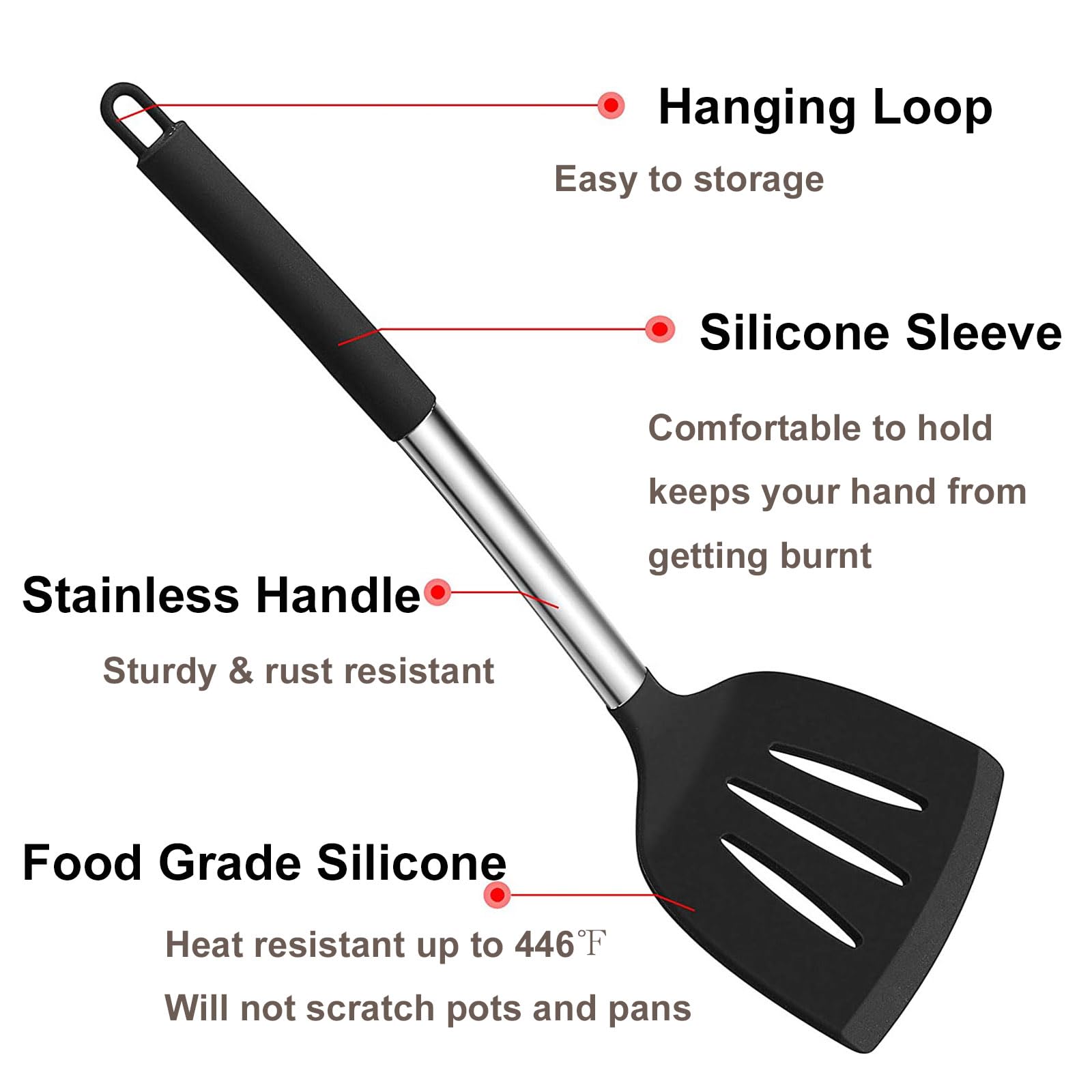 Juego de utensilios de cocina, utensilios de cocina de silicona, juego de espátula con mango de acero inoxidable, herramientas de cocina para sartén antiadherente,37PCS