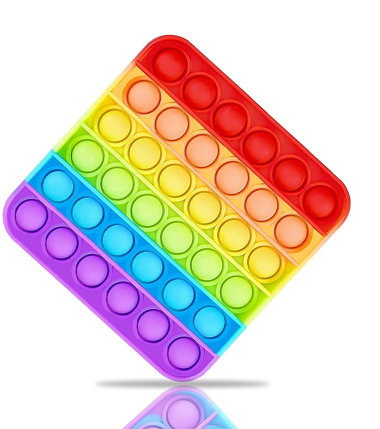 POP IT Toys Uncle Silicone Push POP IT it Bubble Fidget Toy, Autism Special Needs Stress Reliever, Squeeze Sensory Tools to Relieve Emotional Stress for Kids Adults (Square Rainbow)