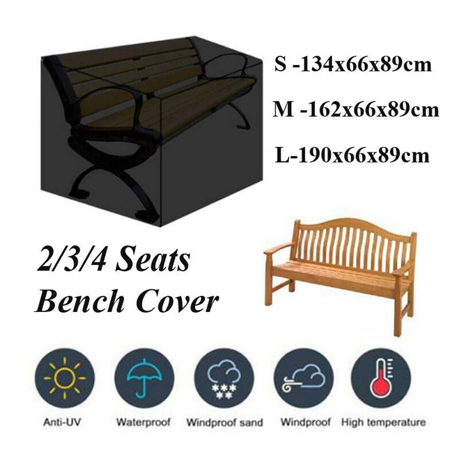 Housse De Banc De Jardin 3 Places Imperméable - 210D Oxford Avec Bandes Réfléchissantes | Protection Anti-UV Et Vent