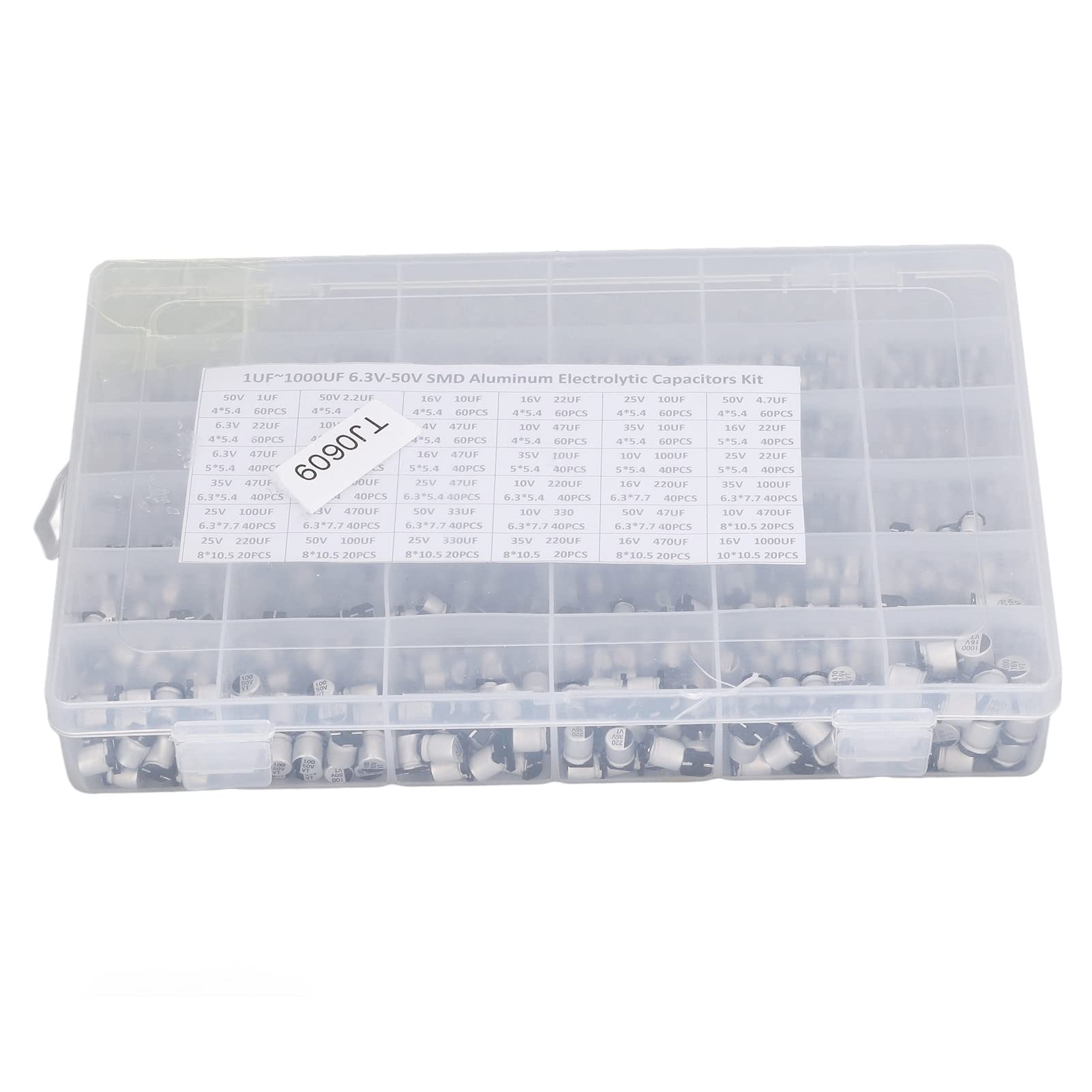 Kit de condensadores SMD, surtido de condensadores electrolíticos de aluminio de 1520 piezas, 36 valores de 1 uF a 1000 uF para electrónica