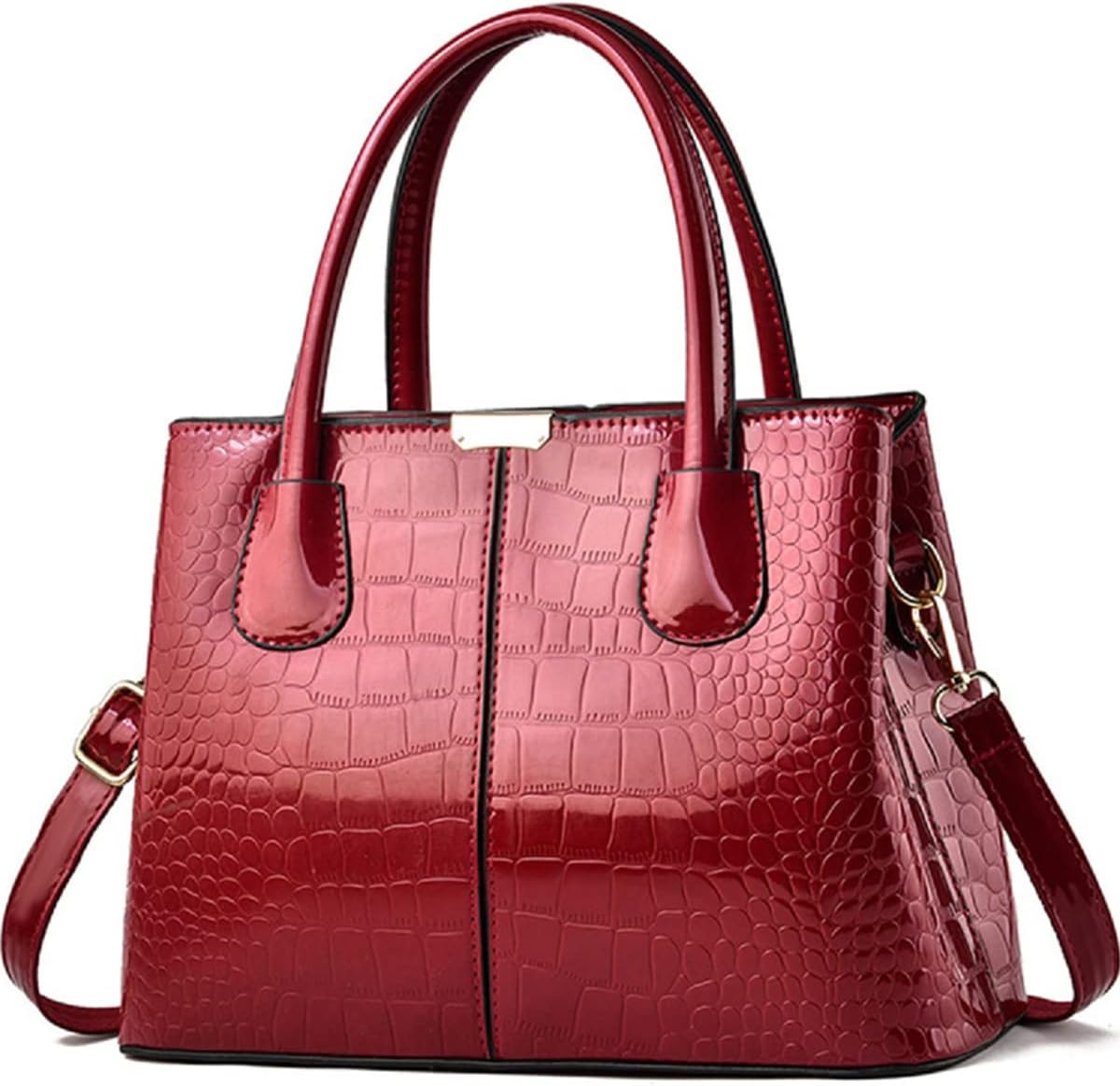 XingChen Handbag and Purse for Women Patent Leather Shoulder Bag Crocodile Pattern Top-Handle Satchel Tote Wallet