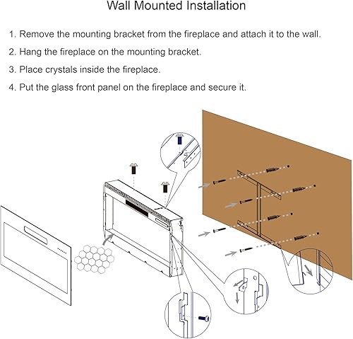 Miniatura 7 de Chimenea eléctrica de 50 pulgadas para interiores montada en la pared y empotrada con control remoto y pantalla táctil, función de temporizadorllama
