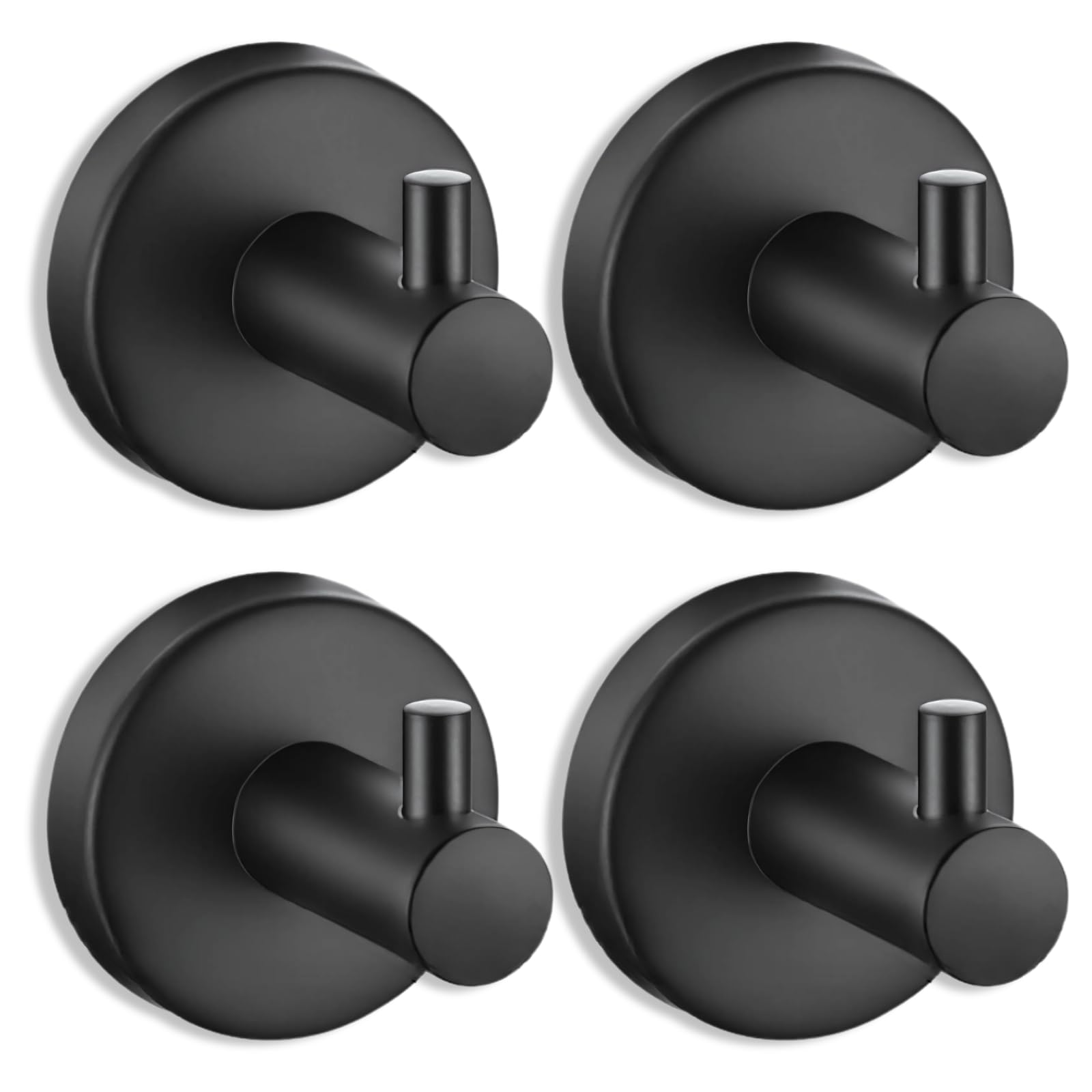 Boxonly Suction Cup Hooks for Shower Bathroom, Kitchen, Glass Door, Heavy Duty Black Stainless Steel Towel Holder, Waterproof