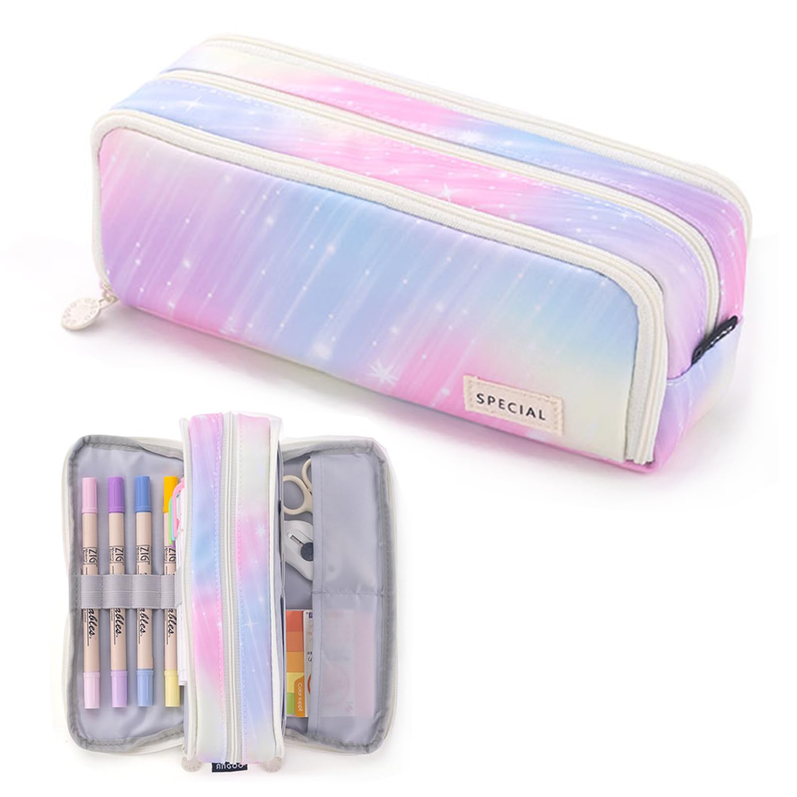 X SIM FITNESSX Estuche para lápices para Adolescentes y niñas, Estuche para lápices, 3 Compartimentos, Gran Capacidad, Estuche para lápices para la Escuela y la Oficina