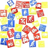 Inxens Plastic Stencils for Kids Craft Stencils Painting Set of 36